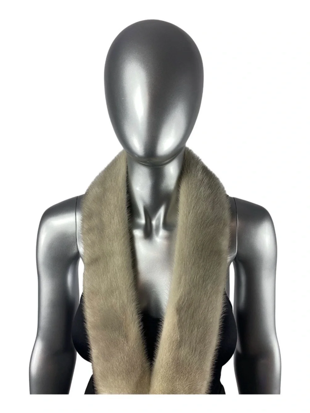 SILVER-GRAY Cerrulean Mink Scarf, 38” L, Certified Vintage Fur